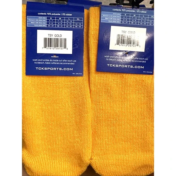 TCK 2 Pairs Multisport Socks Football Soccer Baseball Softball Unisex Gold Small - Picture 2 of 5